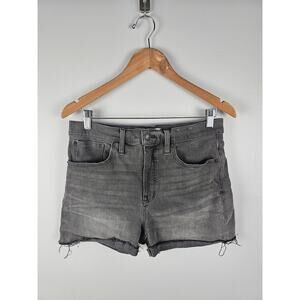 Madewell High Rise Cuffed Denim Shorts Gray Slater Wash M5774 Size 28 Cut-Off